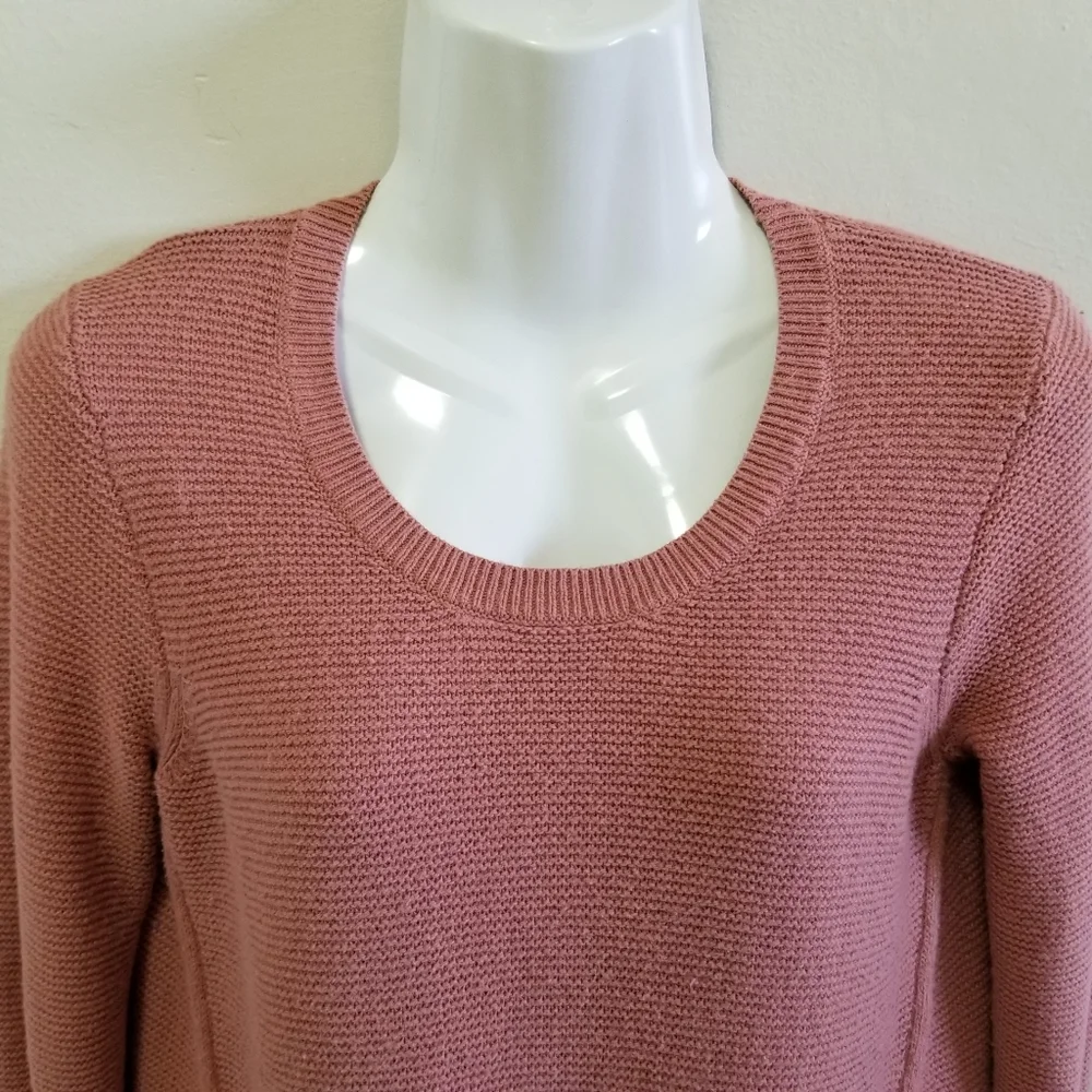 Madewell Sweater Riverside Texture Pink Supersoft Yarn Knit Elliptical Hem XS